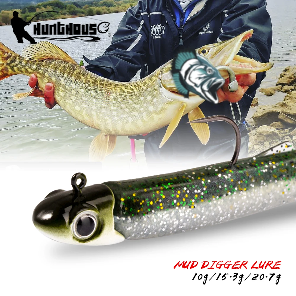 

Hunthouse Black Minnow Fishing Lure Sinking Jig Head Silicone Sea Soft Bait Spinning Wobblers 100mm 102mm 105mm Saltwater Bass