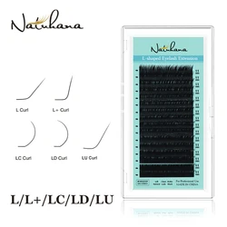 NATUHANA Mixed 8-15 Individual Lash Clusters Matte Black PBT False Eyelashes L LC LD LU Curl Clusters Synthetic False Eyelashes