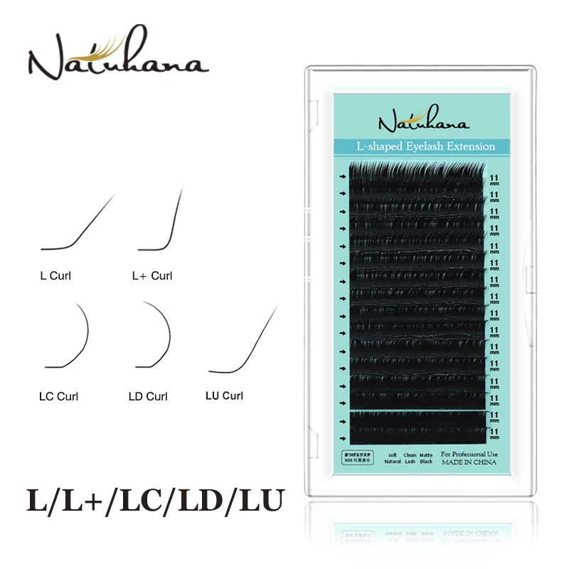 NATUHANA Mixed 8-15 Individual Lash Clusters Matte Black PBT False Eyelashes L LC LD LU Curl Clusters Synthetic False Eyelashes