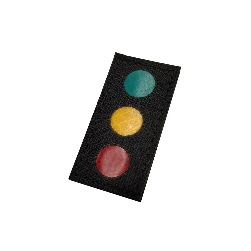 New Backhand Traffic Light Creative Bag Reflection Infrared Embroidery Patches Badges Emblem Accessory  Hook and Loop