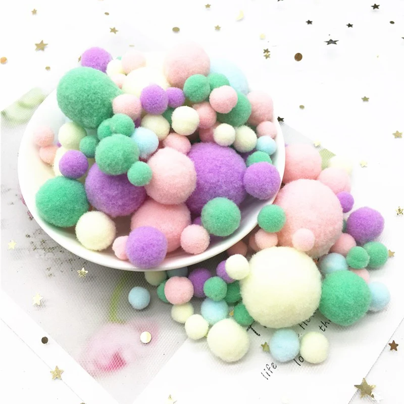 Mix Size Pompoms 8-30mm Mulit Colors Soft Pompone Fur Kids DIY Craft Toys Pom Poms Wedding Decoration Sewing Accessories 20g/lot