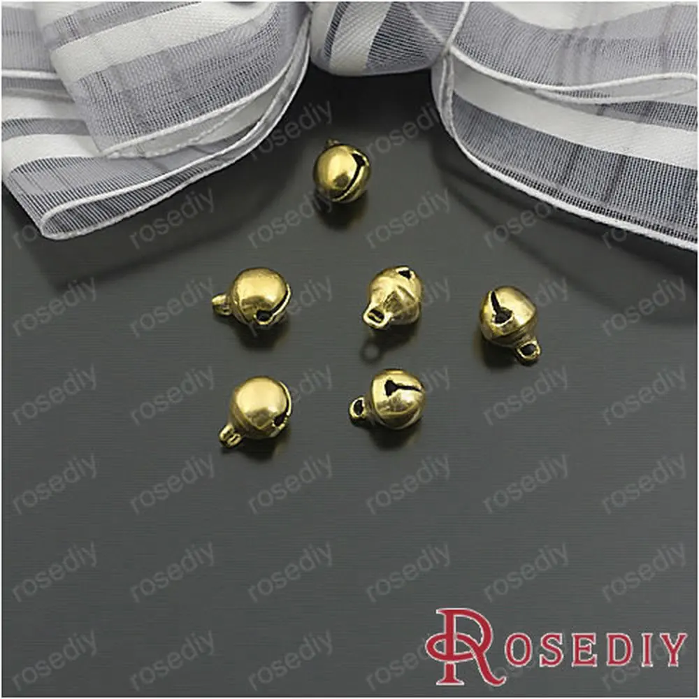 Wholesale 8mm Gold color Copper Shell Steel Bead Bells can make a sound Diy Jewelry Findings 100 pieces(JM5168)