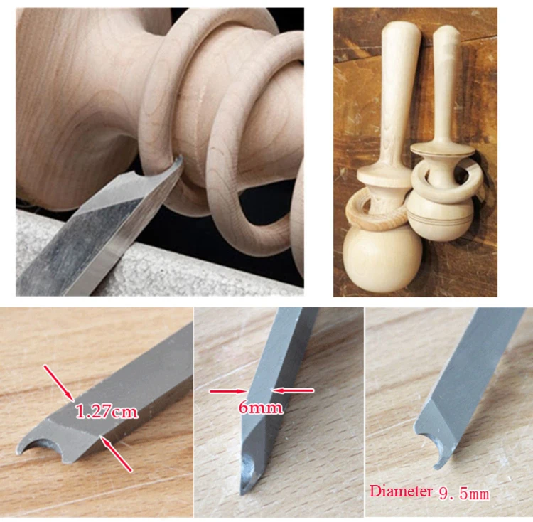 Rotating Woodworking Lathe Gouges Tools HSS Wood Carving Hand Chisel Thimble Knives Set Turning Tools