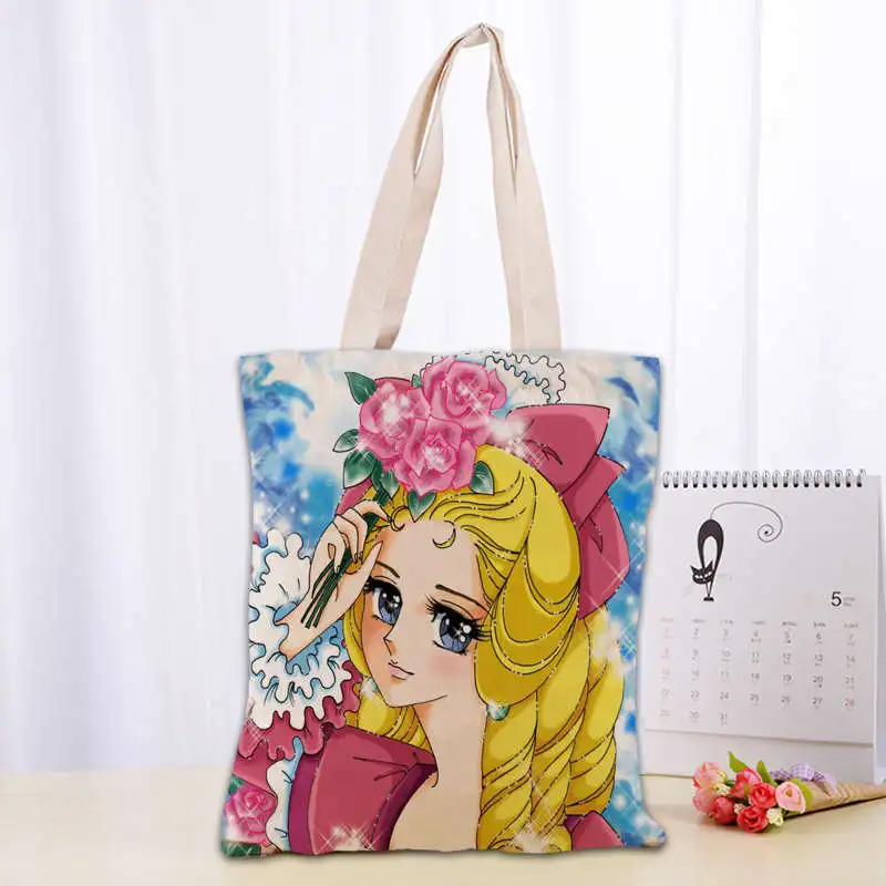 The Rose of Versailles Tote Bag Popular Foldable Shopping Bag Reusable Eco Large Unisex Canvas Fabric Shoulder Bag Tote 0406