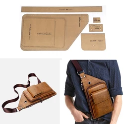 Leather Tools Men and Women Casual Chest Bag Kraft Paper Stencil DIY Handmade Leather Craft Design Template English Versoin