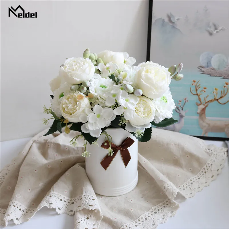 Peony Artificial Silk Flowers for Home Decoration Wedding Bouquet for Bride High Quality Fake Flower Faux Living Room