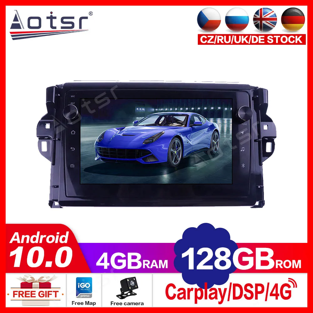 4+128G ForTOYOTA Fortuner201- 2020 Android for Tesla Screen Car Multimedia Player GPS Navigation Auto Stereo Head unit Carplay