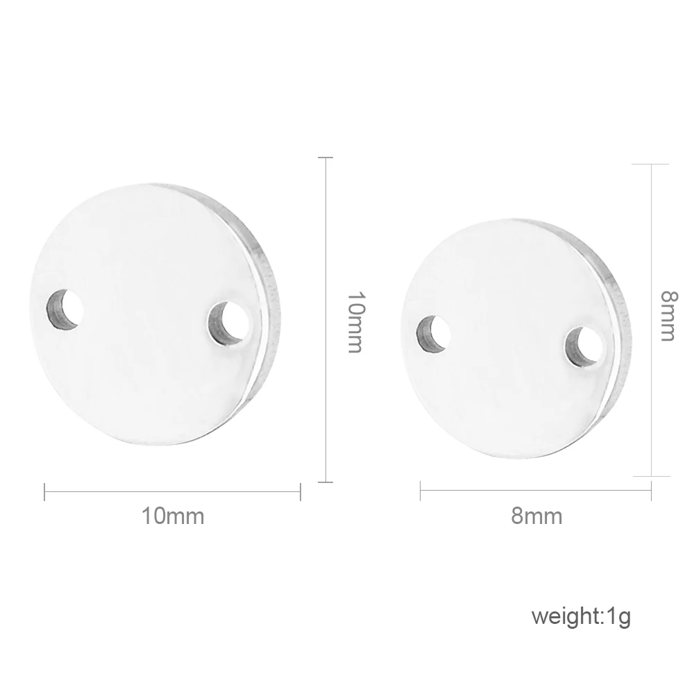 MaiLun 50 Stück individuelle Logo-Design, lasergravierte runde Charms, 2 Löcher, 8 mm, 10 mm, 13 mm, 15 mm, 18 m, 20 mm, 25 mm, Edelstahl-Anschlüsse – Detail 1