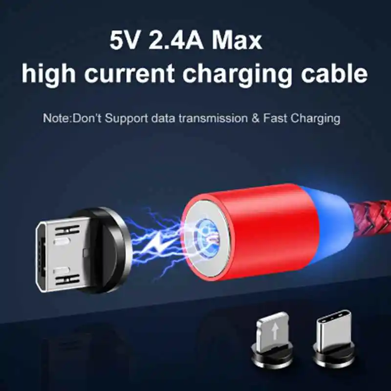 3 in 1 Round Magnetic Phone Cable for Micro/IOS /Type C Cell Phone Fast Charging magnetic usb cable For samsung s9 xiaomi mi a2 - náhled 4