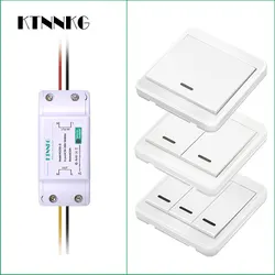 KTNNKG 433Mhz wireless Wall Switch rf 86 wall panel transmitter Safety Switch and AC 110V 220V relay interruptor for Light Lamp