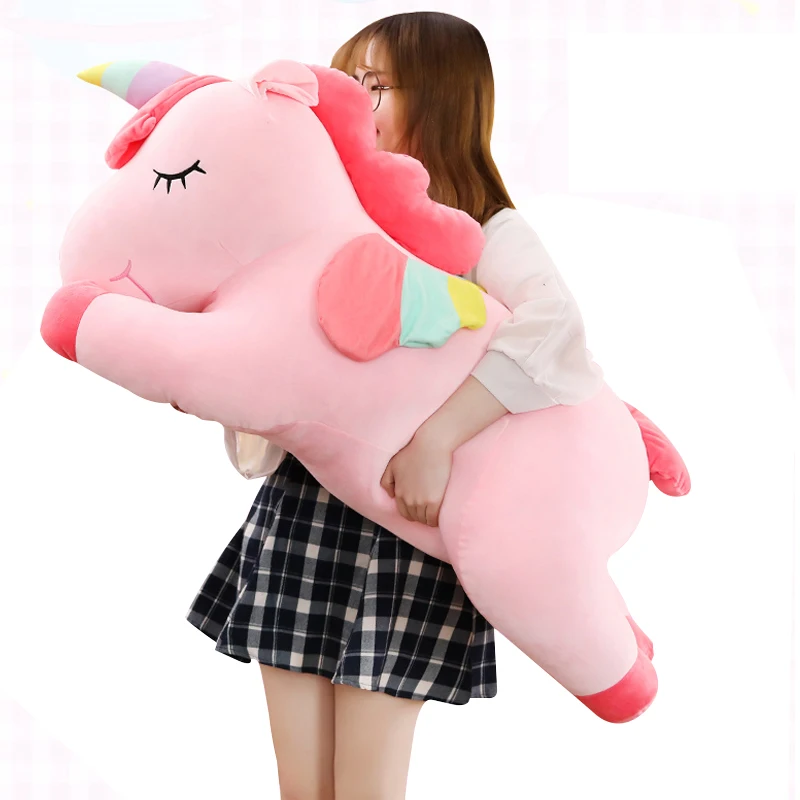 25-100cm Kawaii Giant Unicorn Plush Toy Soft Stuffed Unicorn Soft Dolls Animal Horse Toys Children Girl Pillow Birthday Gifts