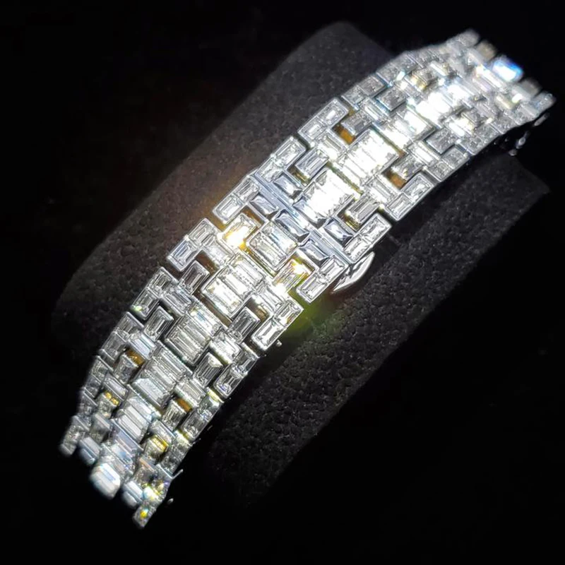 Montre de luxe pour hommes, style Hip Hop, montre-bracelet à Quartz, Date, argent, diamant glacé