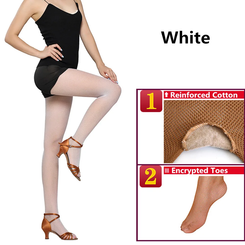 Professional Latin Dance Fishnets Toe Socks Net With Crotch Latin Dance Clothing Accessories Caramel Stockings Ballet Adult