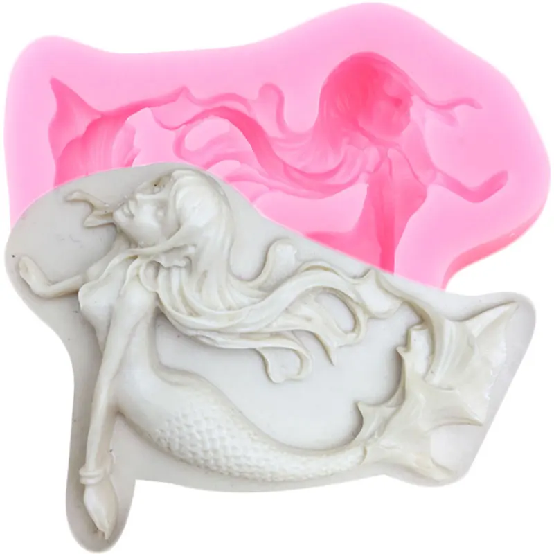 Mermaid Silicone Molds Baby Party Fondant Cake Decorating Tools Handmade Soap Resin Mold Candy Clay Chocolate Gumpaste Moulds