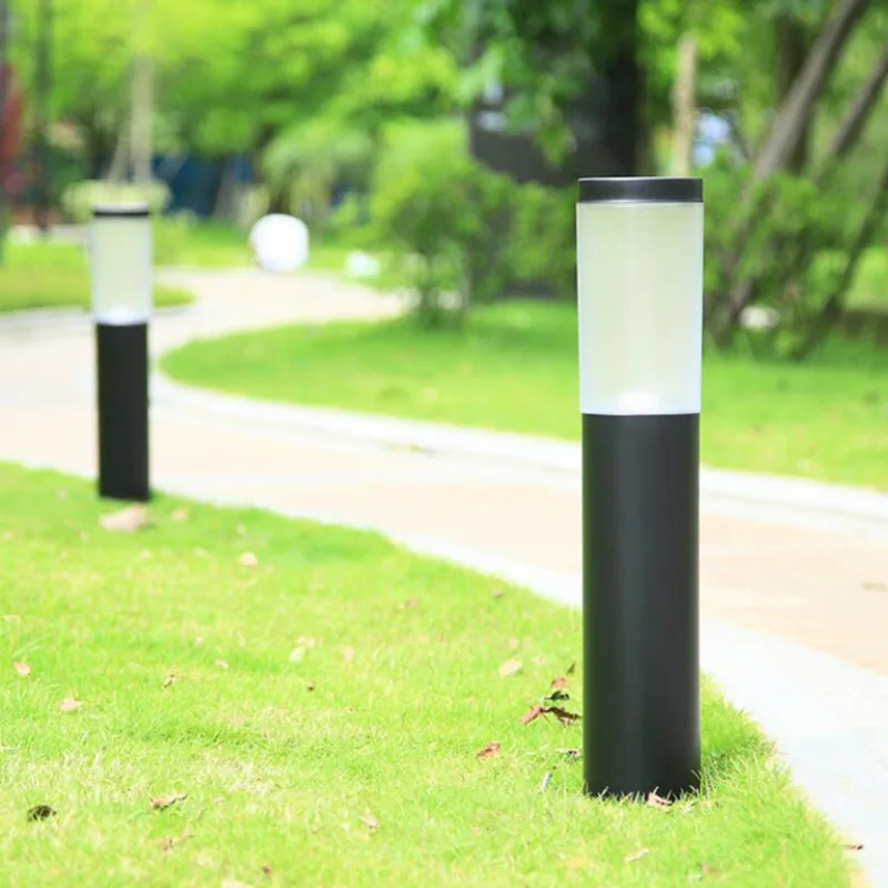 Modern Stainless Steel Outdoor LED Lawn Lamp Waterproof IP65 Pillar Garden Path Light Round Landscape Lawn Lights AC85-265V