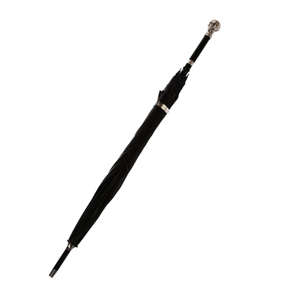 Personality Skull Walking Cane Stick Self Defense 2-In-1 Sturdy Windproof UV Protection Umbrella Hiking Hanging Out On Raining
