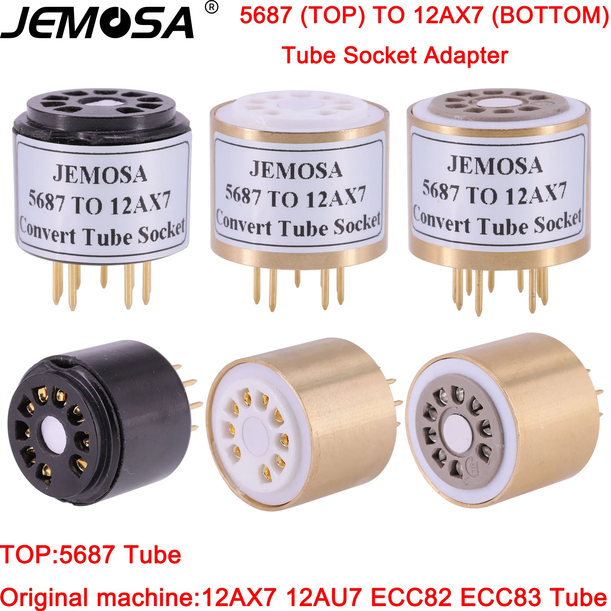 Adaptateur de prise de tube à vide, amplificateur audio, conversion, 5687 à 12AX7, 12AU7, ECC82, ECC83, 1PC