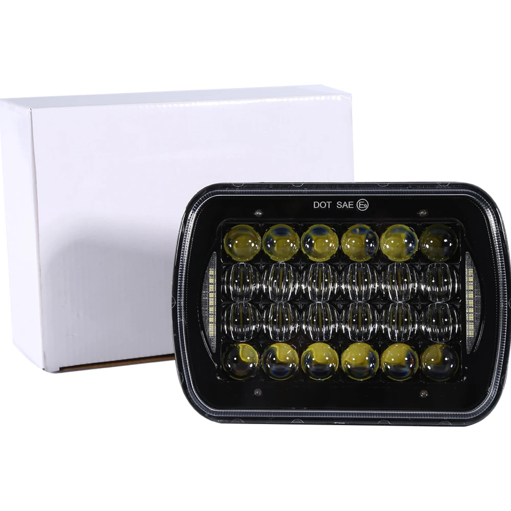 

LED6472 5D 7x6 5X7" 72w LED Headlights Hi-Lo Beam Halo DRL for Jeep Cherokee XJ YJ LANTSUN