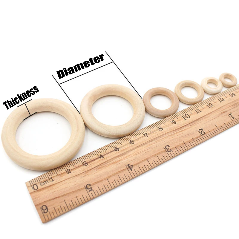 15-100MM Natural Wood Circle DIY Crafts For Jewelry Making Baby Teething Wooden Ring Kids Toy Ornaments Jewel MakingAccessories