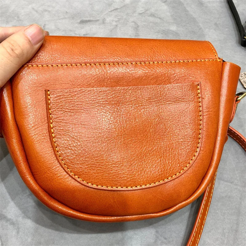 Retro Natural Leather Crossbody Bags For Women Genuine Cow Leather Small Saddle Bag Luxury Quality Women Shoulder Messenger Bags