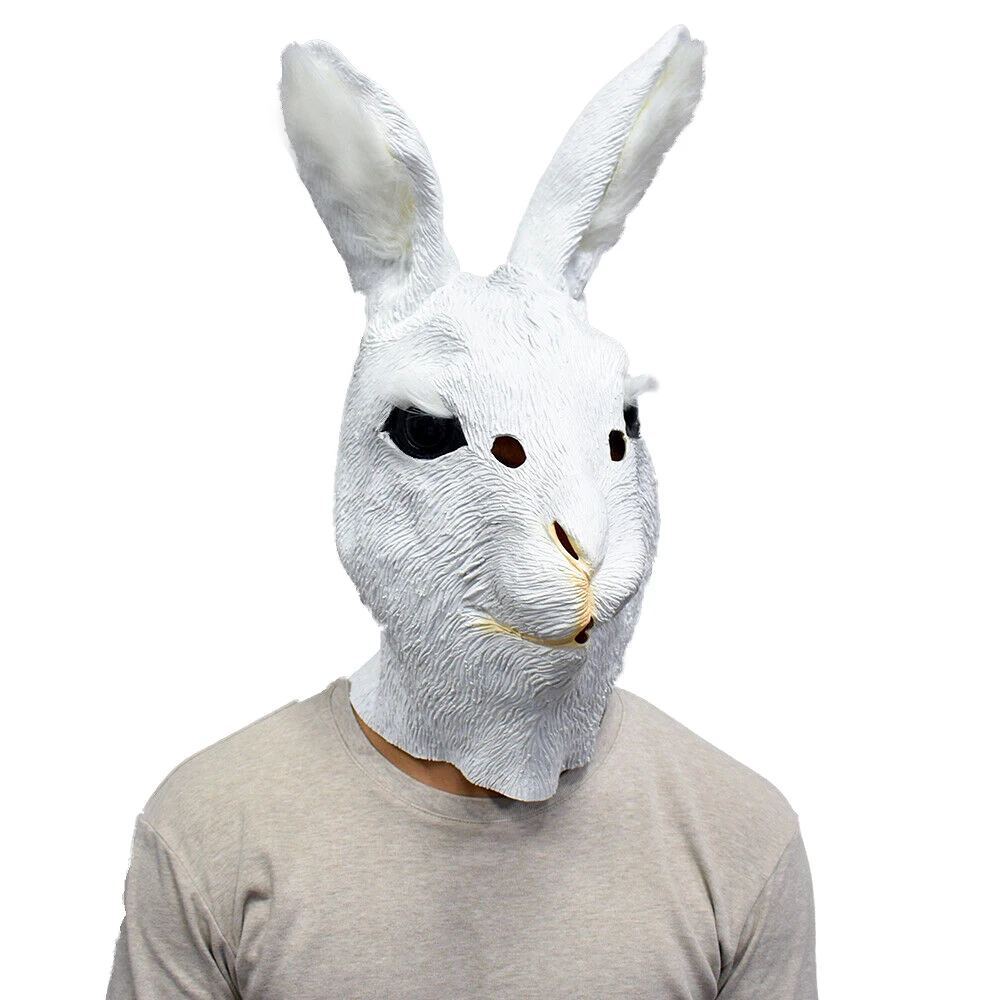 Animal Head Mask Realistic Rabbit Mask Cute Hare Halloween Fancy Dress Costume Masquerade Mask Bunny