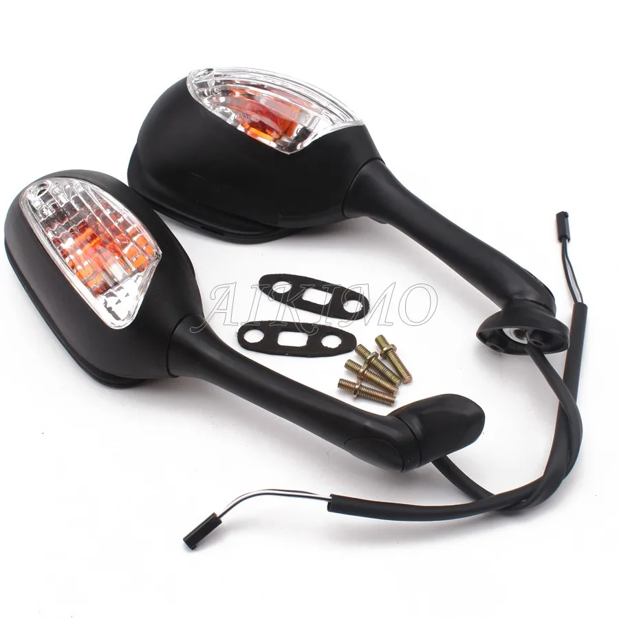 Black Motorcycle Racing LED Turn Signals Rearview Side Rear View Mirror For Suzuki GSXR1000 GSXR750 GSXR600 SV650S SV1000S