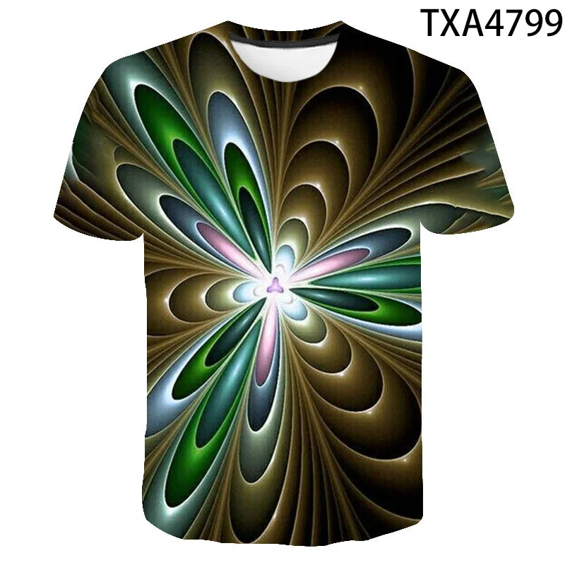 Fashion Short Sleeve Laser Line Vertigo Effect 3D Printed T Shirt Men Women Children Streetwear Boy Girl Kids Short Sleeve Tops