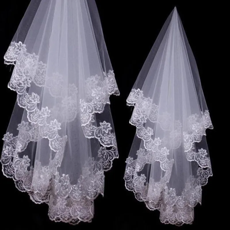 New Arrival voile de mariee White Lace white wedding veil 2025 wedding accessories Bridal veil veu de noiva longo In stock