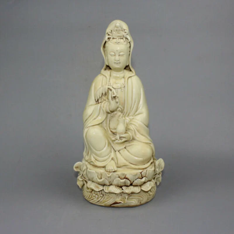 

26.cm Chinese dehua white porcelain statue of goddess Guanyin bodhisattva home decor statues et sculptures Collection ornaments