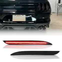 2pcs Smoked LED Rear Tail Bumper Reflector Brake Light Lamp For Ford Mustang 2015 2016 2017 Car Accessory