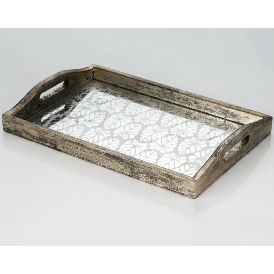 

DOLBOVI Porio Tumbled Mirrored Wood tray 46x32 tray поднос plateau de service