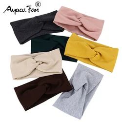 Solid Cross Headbands for Woman New Hairband Wool Knitted Elastic Sports Yoga Headband Headwear Girls Hair Band Hair Accessories