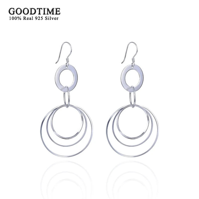 Trendy Women 925 Sterling Silver Double Circle Multi-layer Round Jewelry Earrings  Inlaid  Silver Earrings For Girl Dress Up