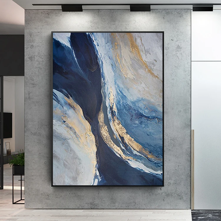 

Pure hand-painted Oil Painting Decorative Painting Modern Minimalist Paintings Gold Flowing Color Substantial Manual Nordic Styl