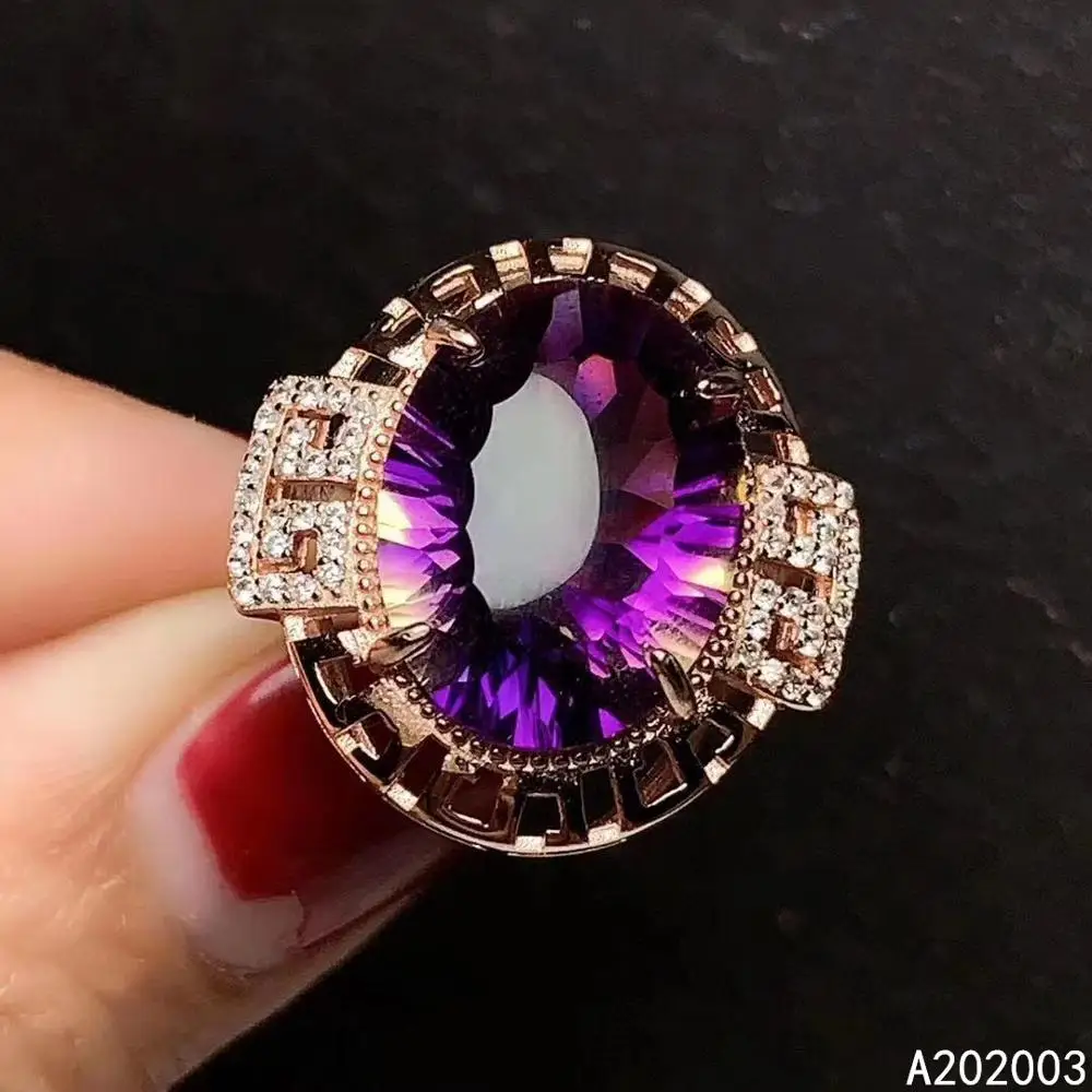 

KJJEAXCMY Fine Jewelry 925 Sterling Silver Inlaid Crystal Ametrine Gemstone New Woman Female Girl Ring Marry Party