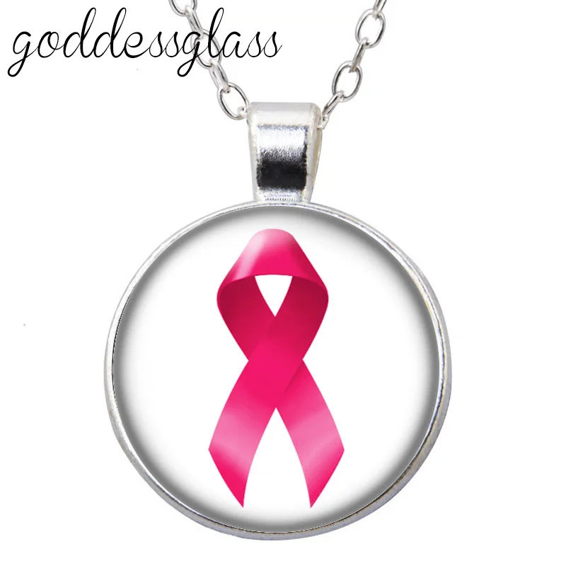 Colorful Ribbon Autism Awareness cancer Round Glass glass cabochon silver plated/Crystal pendant necklace jewelry for Gift