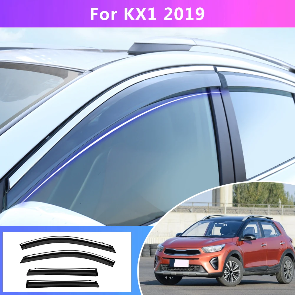 

Window Visor For Kia KX1 2018 Smoke Car Window visor Car Sun Rain Guard Wind Deflectors Car Styling Accessories 4PC