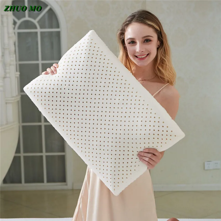 

ZHUO MO-Natural Latex Pillow, Sleeping Bedding, Cervical Massage, Health Neck, Bonded Head Care, Memory Pillow, 60x40cm