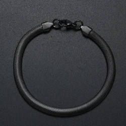 Hot sale 6MM 316L stainless steel gold black color flat snake chain bracelet fashion jewelry for men and women party gifts