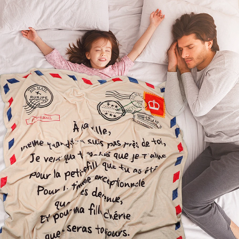 

French Letters Blanket To My Son My Daughter Soft Blanket Flannel Blanket Winter Warm Mail Blanket