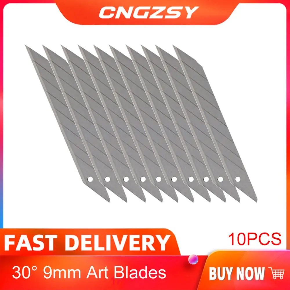 

10pcs Steel Spare 30 Degrees Blades Trimmer Sculpture Blade Student stationery Utility Knife General 10 Pcs/Box E03