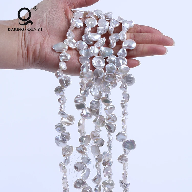 

13-14mm Natural white Irregular Baroque Natural Reborn Keshi Pearl Strands