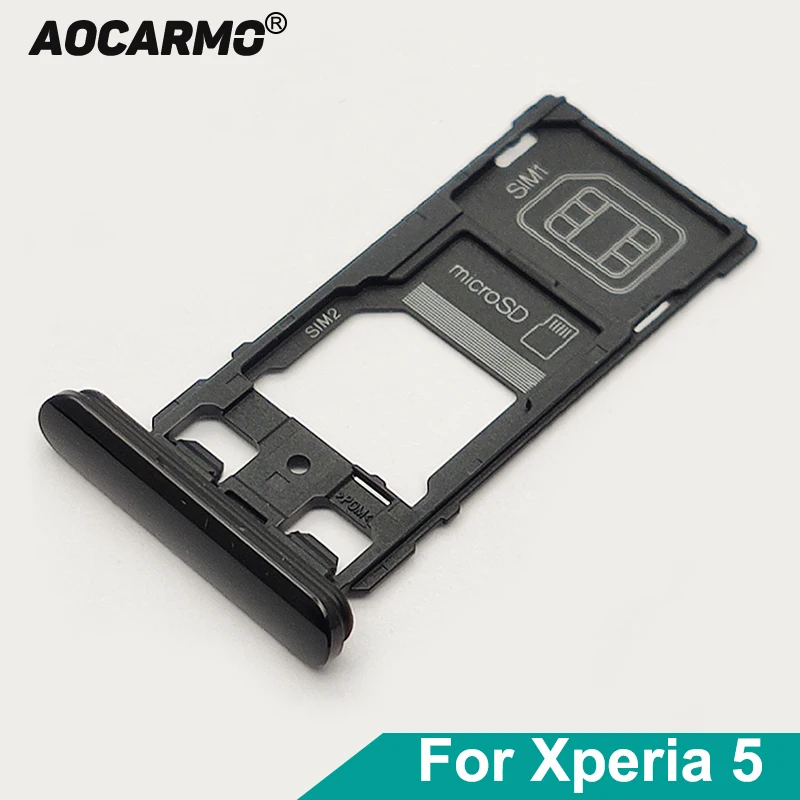 Aocarmo Do Sony Xperia 5 / X5 / J8210 J9210 Pojedyncza/Podwójna Tacka SIM Karta Pamięci MicroSD Uchwyt Czytnika Zamiennik