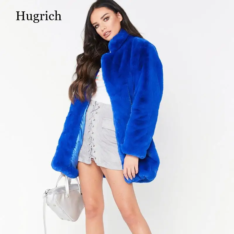 2021 New Women's Faux Fur Coat Autumn Winter Solid Warm Overcoat for Female Streetwear Elegant Europe Cardigan Tops Outwear