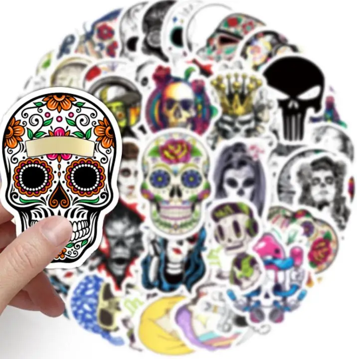 10/30/50pcs Halloween Horror Skull Graffiti Waterproof Skateboard Travel Retro Decals Stickers Suitcase Phone Laptop Luggage