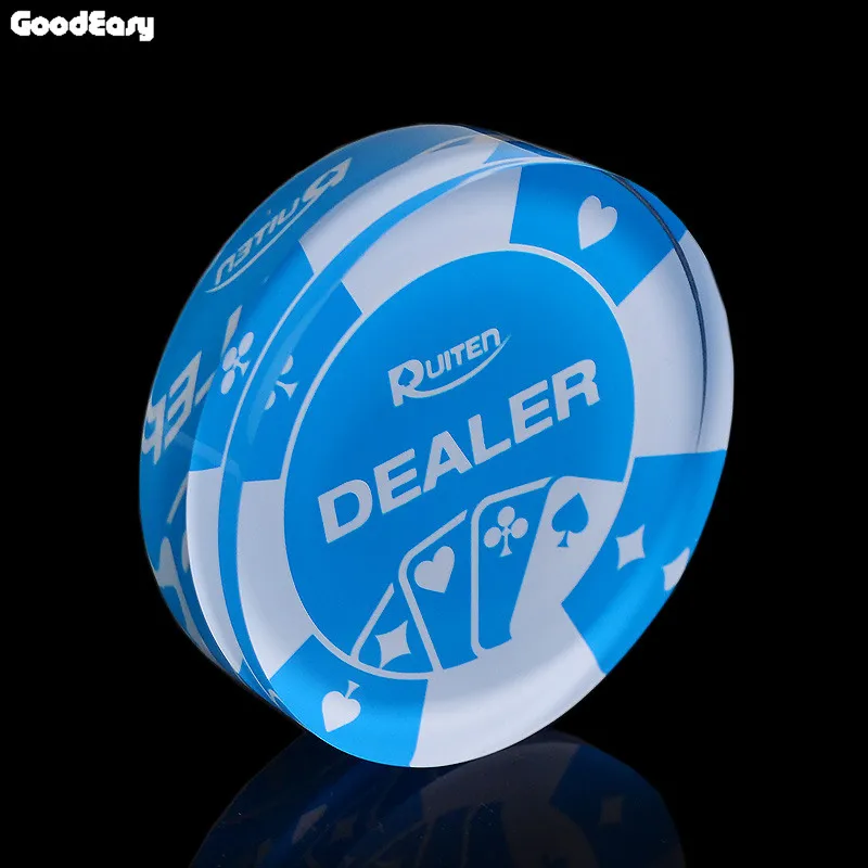 Hot Sale Acrylic Poker Dealer Button Texas Hold\'em 3inch Pressing Poker Cards Guard poker Dealer Button-Blue Dealer 1PCS