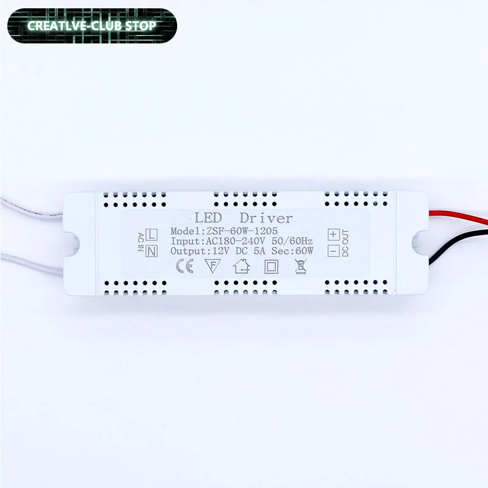 6W 12W 24W 36W 48W 60W LED Lighting Transformers AC220V TO DC12V LED Driver Power Supply 12V For LED Strip Lights 5A adapter