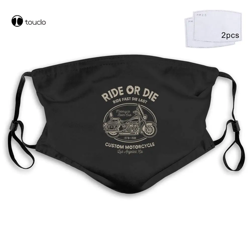 Ride Or Die – masque facial pour hommes, Vintage, moto, motard, Bopper Krad Chopper, créatif, filtre, tissu de poche, réutilisable, lavable