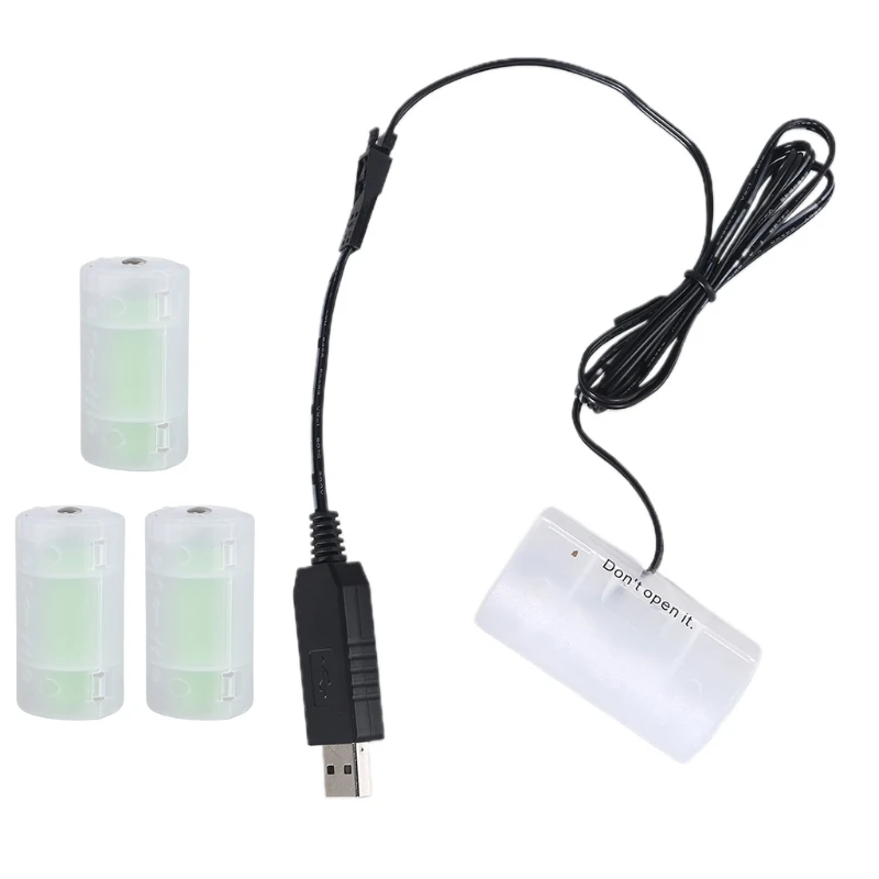 USB to D Cell Battery Eliminator Cable Replace 1-4pcs D Size 1.5V Batteries for Clocks Remotes Toys Electronic Device