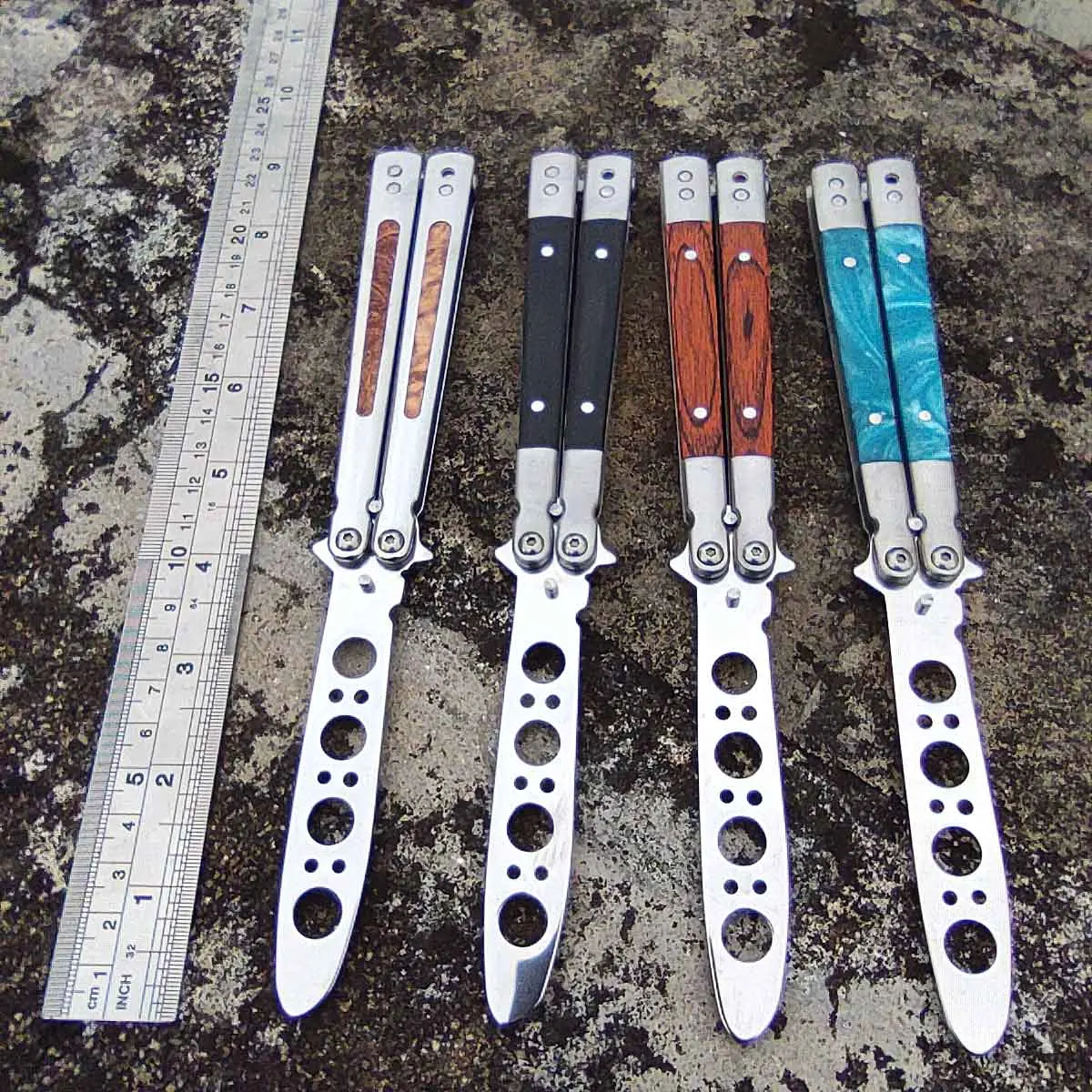 

Tactical Outdoor Butterfly in Knife Beginner EDC - Stainless Steel Folding Blade Training Knives - Dull Blade CS go Trainer